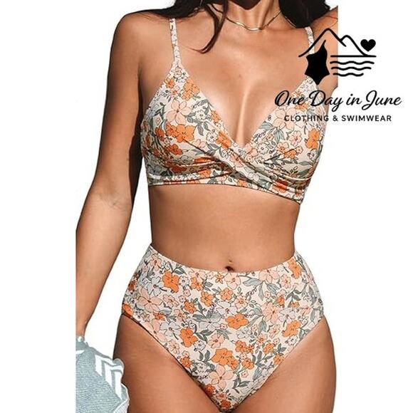 Cupshe Cross Front High Cut Bikini Swimsuit Size M - Picture 1 of 6